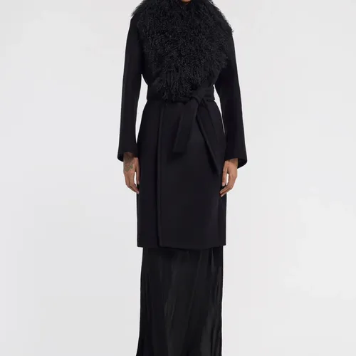 Long Coat with Faux Fur Collar - Roberto Cavalli - Modalova