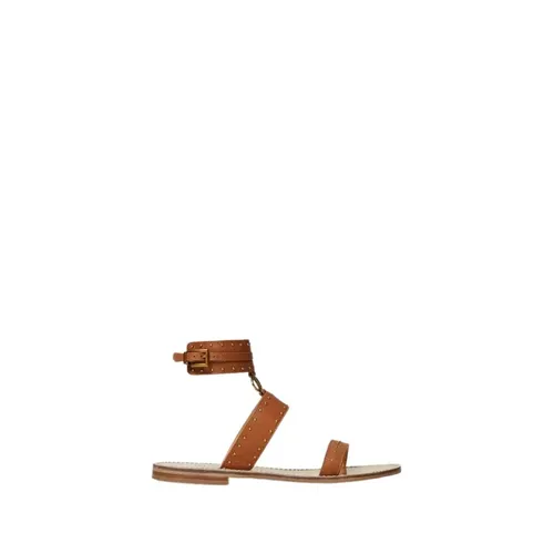 Flat Leather Sandals with Studs - Twinset - Modalova
