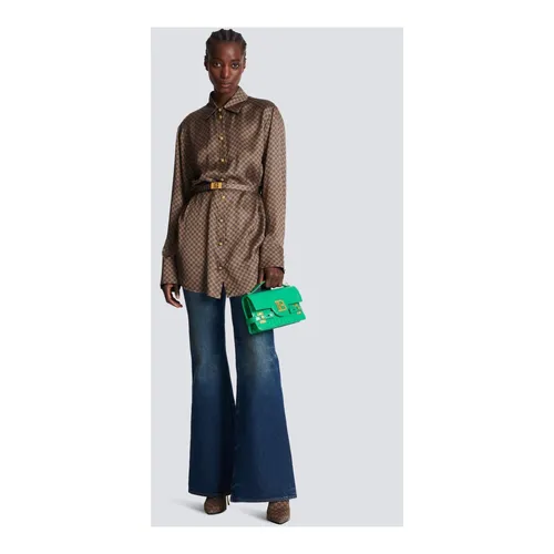 Silk shirt with a mini monogram print - Balmain - Modalova