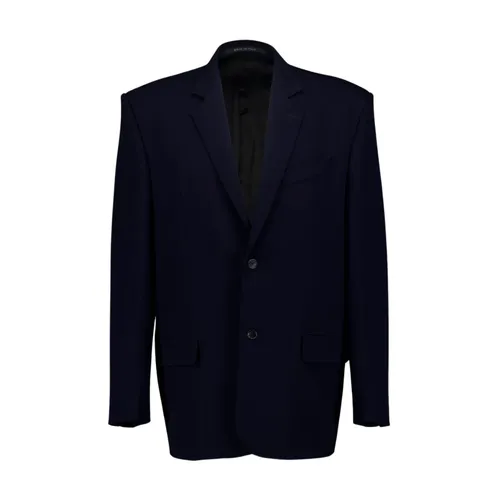 Navy Wool Blend Blazer - Balenciaga - Modalova