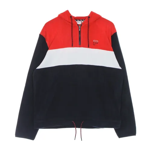 Half Zip Hoodie Black/Red/White - Fila - Modalova