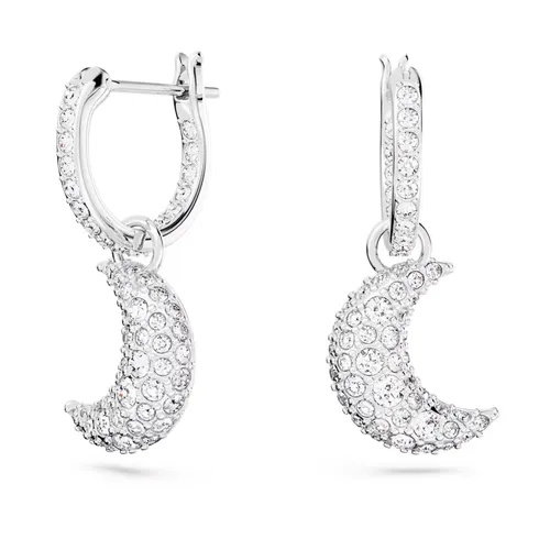 Crescent Moon Crystal Hoop Earrings - Swarovski - Modalova