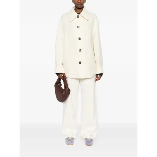 Boiled Wool Gabardine Buttoned Jacket - Ami Paris - Modalova