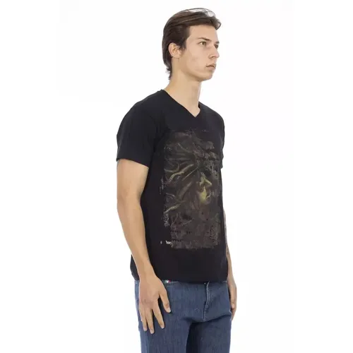 Elegant V-Neck Tee with Frontprint - Trussardi - Modalova