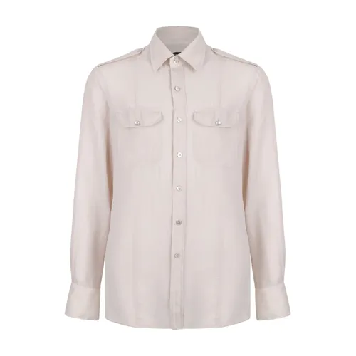 Camisa Beige de Algodón y Seda - Tom Ford - Modalova