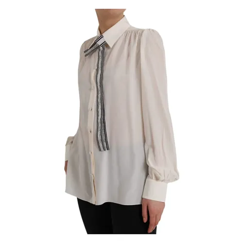 Off White Button-Down Polo Top - Dolce & Gabbana - Modalova