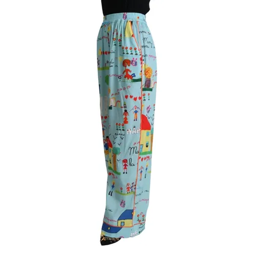 Drawing Mid Waist Wide Leg Pants - Dolce & Gabbana - Modalova