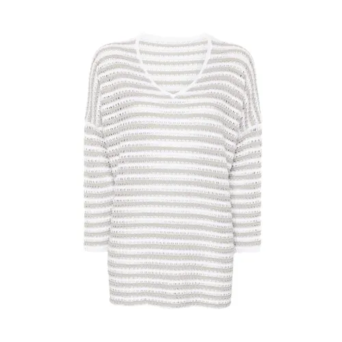 Jersey a Rayas de Lino y Algodón - Le Tricot Perugia - Modalova