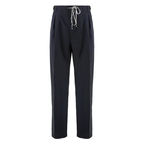Pinstripe Wool Drawstring Trousers - Maison Margiela - Modalova
