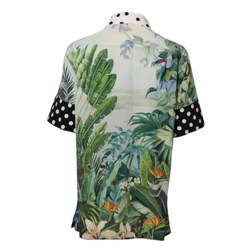 Multicolor Silk Collared Shirt Top - Dolce & Gabbana - Modalova