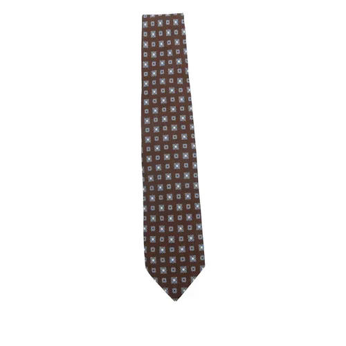 Brown Geometric Pattern Pointed Tip Tie - Barba - Modalova