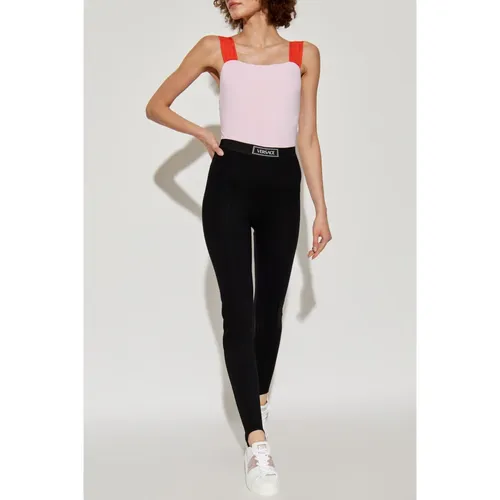 Leggings with logo - Versace - Modalova