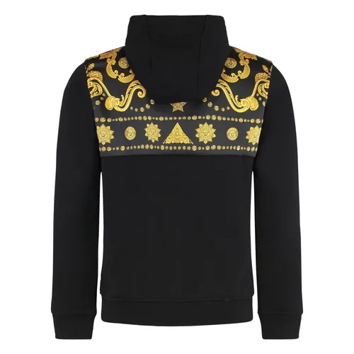Printed Cotton Full Zip Hoodie - Versace - Modalova