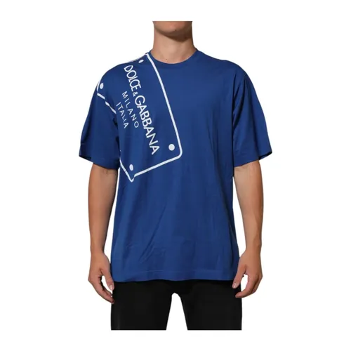 Blue Logo Print Crew Neck T-shirt - Dolce & Gabbana - Modalova