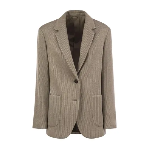 Blazer monopetto a righe - Brunello Cucinelli - Modalova