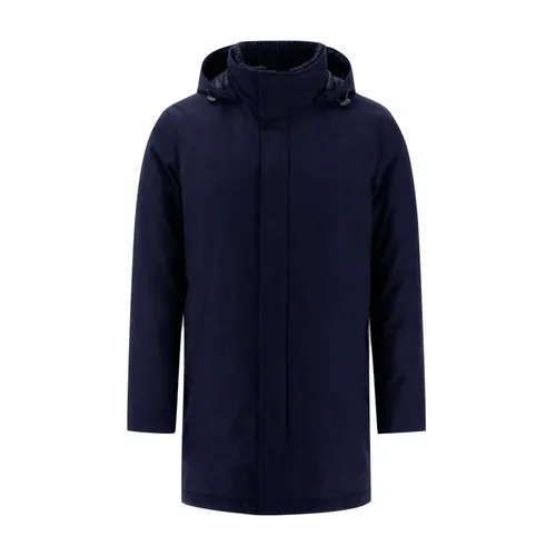 Detachable hood technical wool jacket - Herno - Modalova