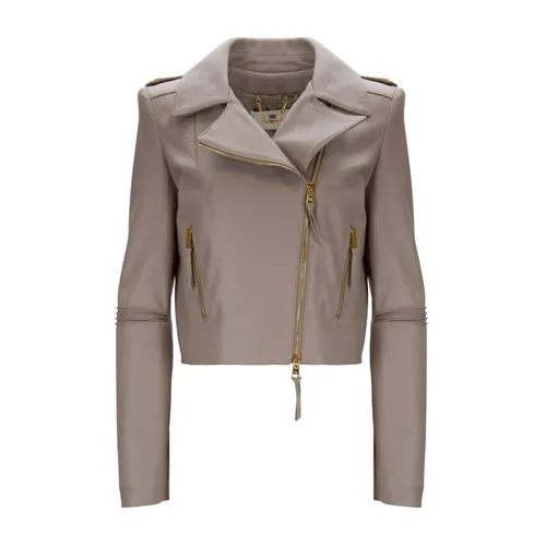 Leather Jacket - Elisabetta Franchi - Modalova