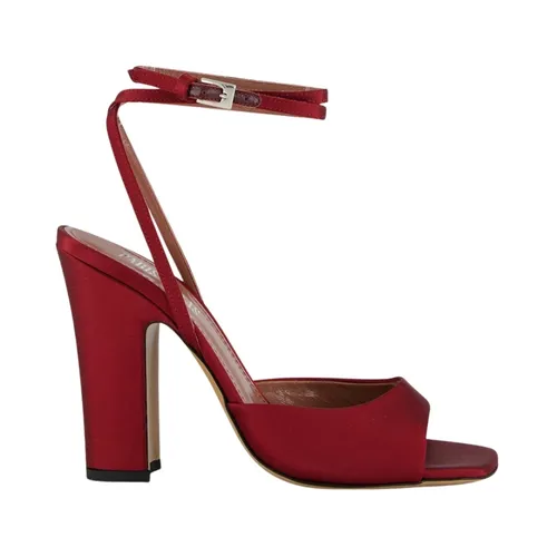 Luxurious Rouge Noir Satin Sandals - Paris Texas - Modalova