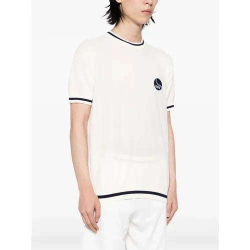 White Crew Neck Raglan Sweater - Kiton - Modalova