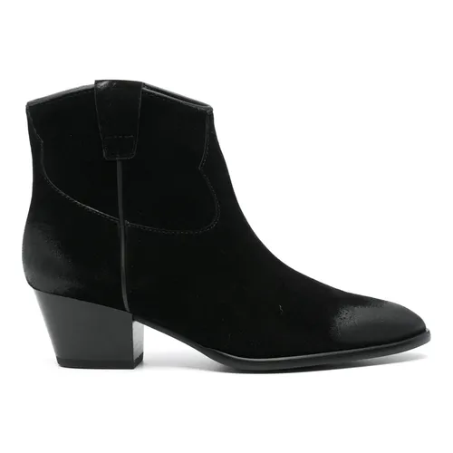 Black Suede Side Zip Boots - ASH - Modalova