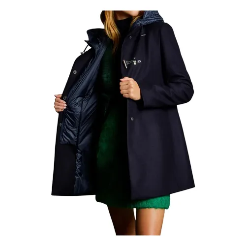 Blue Wool Blend Quilted Coat - Fay - Modalova