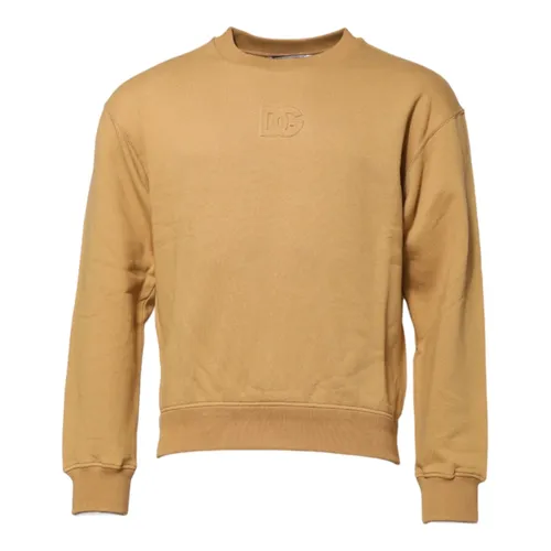 Mustard Cotton Embossed Pullover Sweater - Dolce & Gabbana - Modalova