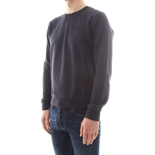 Basic Logo Crew Neck Navy Sweatshirt - Woolrich - Modalova