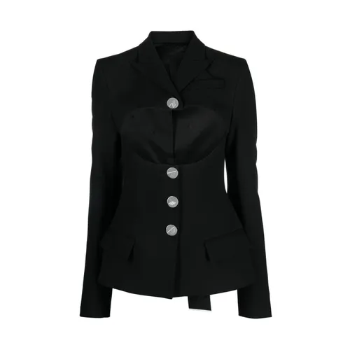 Black Cut-Out Jacket with Silver Buttons - The Attico - Modalova