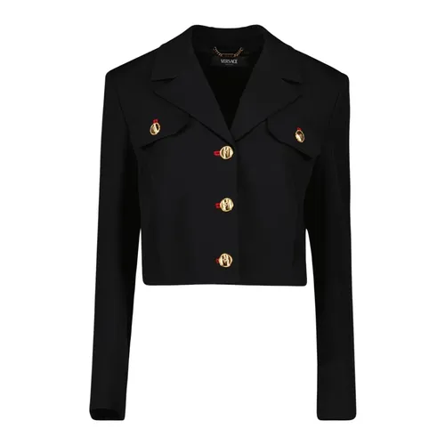 Short Wool Jacket Black - Versace - Modalova