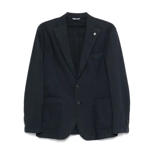 Blue Jacket with Front Button Fastening - Manuel Ritz - Modalova