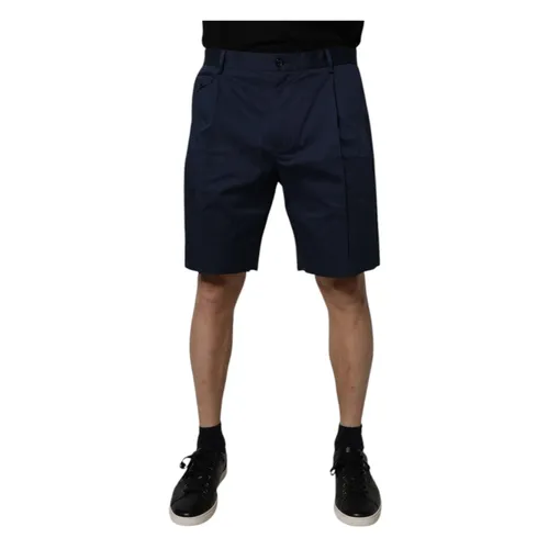 Dark Blue Cotton Bermuda Shorts - Dolce & Gabbana - Modalova