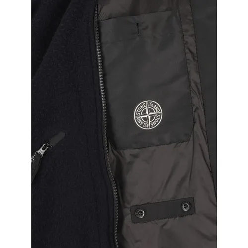 Blue Hooded Jacket Logo Patch - Stone Island - Modalova