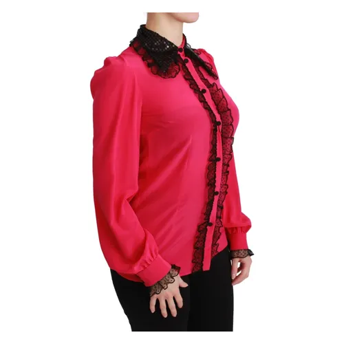Luxury Silk Blend Lace Blouse Pink - Dolce & Gabbana - Modalova