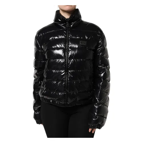 Black Logo Plaque Puffer Jacket - Dolce & Gabbana - Modalova