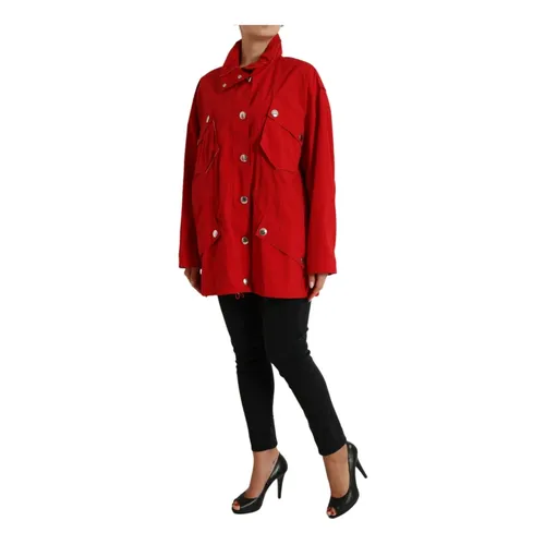 Polyester Hooded Button Jacket - Dolce & Gabbana - Modalova