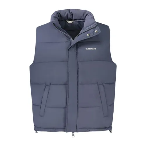 Blue Zip-Up Polyester Jacket with Pockets - Guess - Modalova