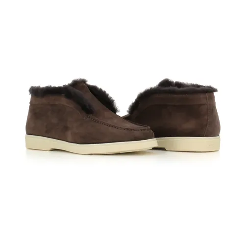 Dark Brown Suede Boots - Santoni - Modalova