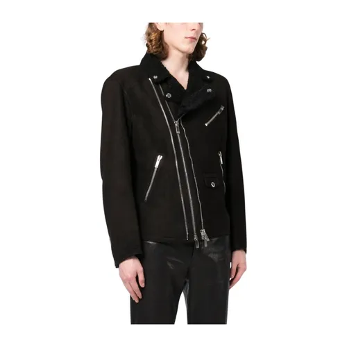 Black Suede Biker Jacket - Les Hommes - Modalova