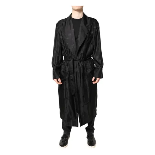 Black Silk DG Logo Men Wrap Jacket - Dolce & Gabbana - Modalova