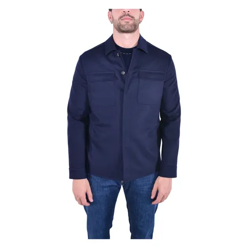 Wool Shirt Jacket with Buttons - Eleventy - Modalova