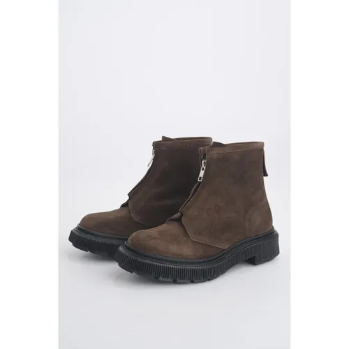 Brown Suede Ankle Boot with Zip - Adieu Paris - Modalova