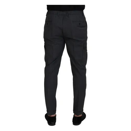 Gray Checked Cargo Trousers Stretch Pants - Dolce & Gabbana - Modalova