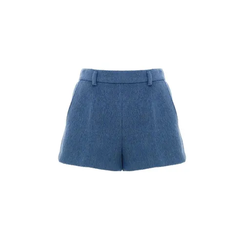 Blue Wool Shorts with Side Opening - Gucci - Modalova