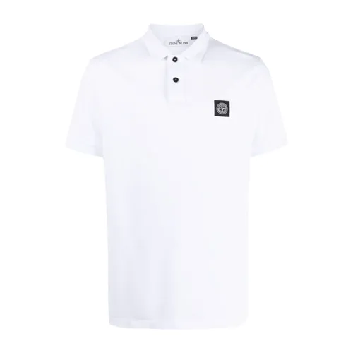 White Cotton Patch Compass Polo - Stone Island - Modalova