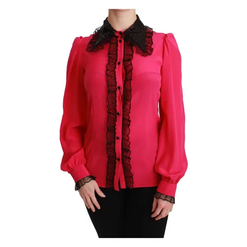 Luxury Silk Blend Lace Blouse Pink - Dolce & Gabbana - Modalova