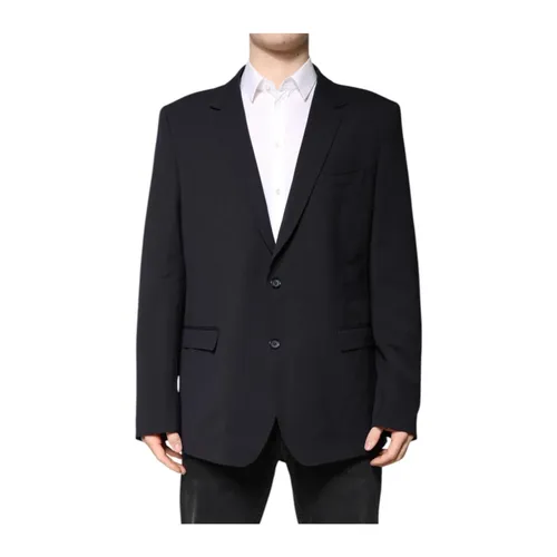 Dark Blue Wool Blazer Two-Button Closure - Dolce & Gabbana - Modalova