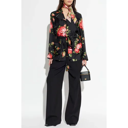 Silk Shirt with Belt - Dolce & Gabbana - Modalova