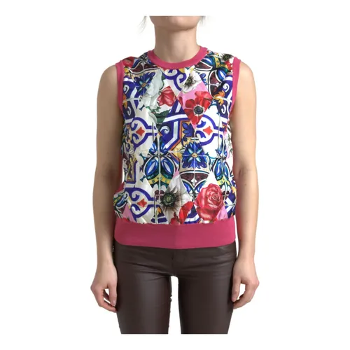 Floral Print Crew Neck Tank Top - Dolce & Gabbana - Modalova