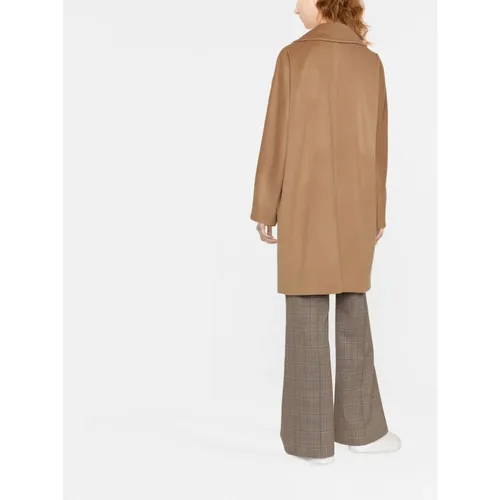 Brown Wool Coat Wide Lapels - Max Mara - Modalova