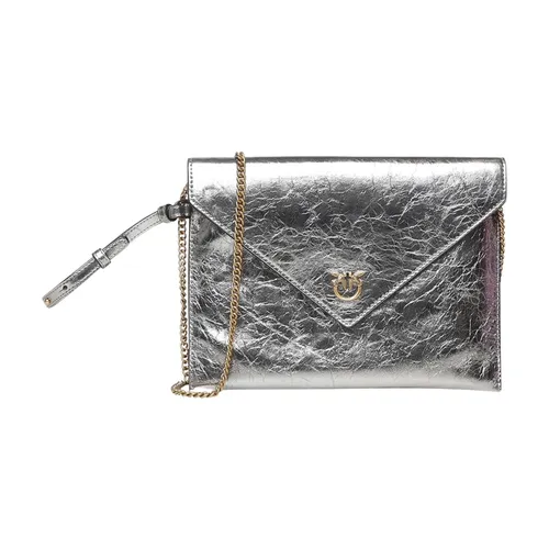 Metallic Leather Flap Clutch - Pinko - Modalova